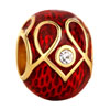 22K Garnet Red Clear White Crystal Heart Love Easter Faberge Egg Gold Plat...