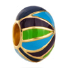 22K Blue Green Black Stripes Easter Faberge Egg Gold Plated Beads Charms Bracelets