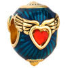 22K Wings Sapphire Blue Enamel Garnet Red Crystal Heart Easter Faberge Egg Love Gold Plated Beads Charms Bracelets