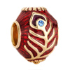 22K Peacock Tail Garnet Red Aquamarine Blue Crystal Easter Faberge Egg Gol...