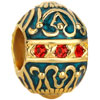 Vintage Red Crystal Sapphire Blue Faberge Egg Fit All Brands Gold Plated Beads Charms Bracelets