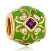 Vintage Purple Crystal On Green Fit All Brands Gold Plated Beads Charms Bracelets