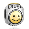 Smile Heart And Butterfly With Live Love Laugh Two Tone Plated Beads Charm...