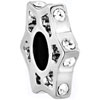  European Beads - 6 Pointed Star With Clear Crystal Silver Plated European Beads