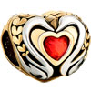 Cute  Swan  Couple Light Siam Crystal Heart Two Tone Plated Beads  ... 