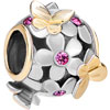 22 K Amethyst Purple Flower Golden Butterfly Fit All Brands Two Tone Plated Beads Charms Bracelets
