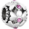 Oct Birthstone Rose Pink Crystal Diamond Accent Heart Circle Love Silver P...