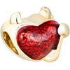 22K Jan Birthstone Garnet Red Heart Devil Love Gold Plated Beads Charms Br...