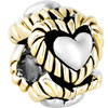 22K Love Heart Circle All Brand Two Tone Plated Beads Charms Bracelets