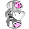 Oct Birthstone Rose Pink Crystal Fit All Brands Silver Plated Beads Charms...