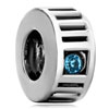 Sep Birthstone Sapphire Blue Crystal Diamond Accent Spacer Wheel Silver Pl...