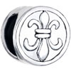 Round With Fleur De Lis Silver Plated Beads Charms Bracelets