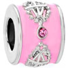 Pretty Pink With Crystal And Elegant Silver Plated Beads Charms Bracelets