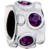 Amethyst Purple Crystal Diamond Accent Irregular Silver Plated Beads Charm...