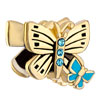 22K Double Butterfly Aquamarine Blue Crystal Gold Plated Beads Charms Bracelets