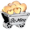 22K Cute Cart Engraved Be Mine Full Of Hearts Love Two Tone Plated Beads C...