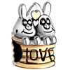 22K Cute Rabbits Couple Love All Brand Two Tone Plated Beads Charms Bracel...