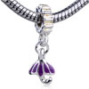 Purple Umbrella Dangle European Beads