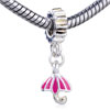 Pink Umbrella Dangle European Beads