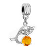 Fish With November Birthstone Citrine Topaz Dangle European Beads All Bran...