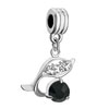 Pugster Black Birthstone Fish Dangle