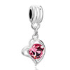 Love Gift Rose Crystal Heart Dangle Fit All Brands Silver Plated Beads Cha...