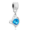 Classic March Birthstone Heart Fit All Brands Dangle European Beads Charms Bracelets