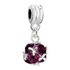 Classic February Birthstone Art Ball Dangle European Beads All Brands Char...