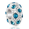 Mar Birthstone Aquamarine Blue Crystal Diamond Accent Clear White Ball Beads Charms Bracelets