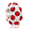 July Birthstone Light Red Crystal White Ball All Brand Beads Charms Bracelets
