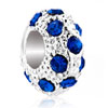 Sep Birthstone Sapphire Blue Crystal Diamond Accent Clear White Ball Silver Plated Beads Charms Bracelets