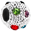 Pugster White Ball With Colorful Rhinestone Crystal Style Pandora