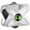 Four Leaf Grass With August Birthstone Peridot Crystal All Brands Silver Plated Beads Charms Bracelets