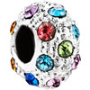 Fashion Multi Color Crystal Birthstone Fit All Brands Two Tone Plated Bead...
