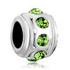 May Birthstone Silver Plated Beads Charms Bracelets