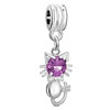 Cute Cat With Amethyst February Birthstone Dangle European Beads