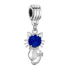 Cute Kitty Sapphire September Birthstone Fit All Brands Dangle European Be...