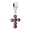Cross With Purple February Birthstone Dangle European Beads