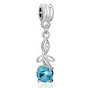 Reversed Flower Aquamarine March Birthstone Fit All Brands Dangle European Beads