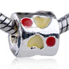 Yellow  Heart  Cylinder Silver Plated European Beads