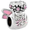 Pink Flower Fairy Fit All Brands Two Tone Plated Beads Charms Bracelets