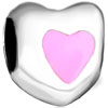 Pink Heart Silver Plated Beads Charms Bracelets