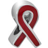 Red Ribbon Silver Plated Beads Charms Bracelets