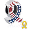 Usa Flag Bladder Cancer Awareness Yellow Ribbon 2 Sides All Brand Silver P...