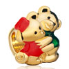 Lovely Twins Teddy Bear Heart Forever Loves Fit All Brands Gold Plated Bea...