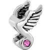 Note With Wings October Birthstone Rose Crystal Silver Plated Beads Charms...