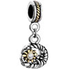 22K Plated Sun Clear White Diamond Accent Moon Dangle European Beads