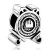 Art Small Alarm Clock Silver Plated Beads Charms Bracelets