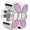 Cute Double Wing Butterfly Light Pink Drip Gum Fit All Brands Silver Plate...