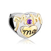 22K Amethyst Purple Crystal Golden Mom Double Heart Love For Mother Two To...